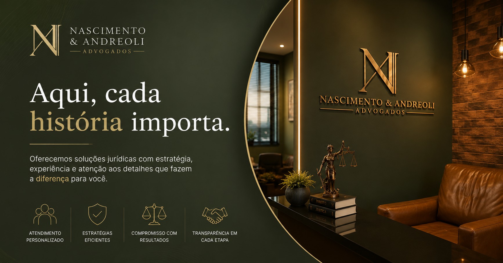 Recepção do escritório Nascimento & Andreoli Advogados